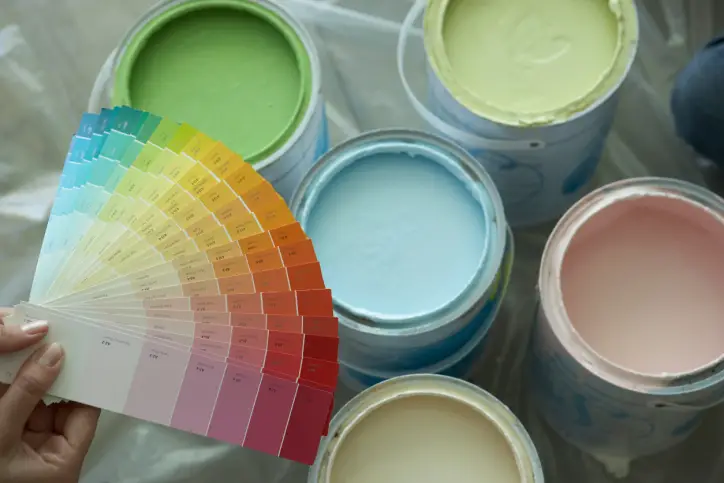Paint swatches and paint cans